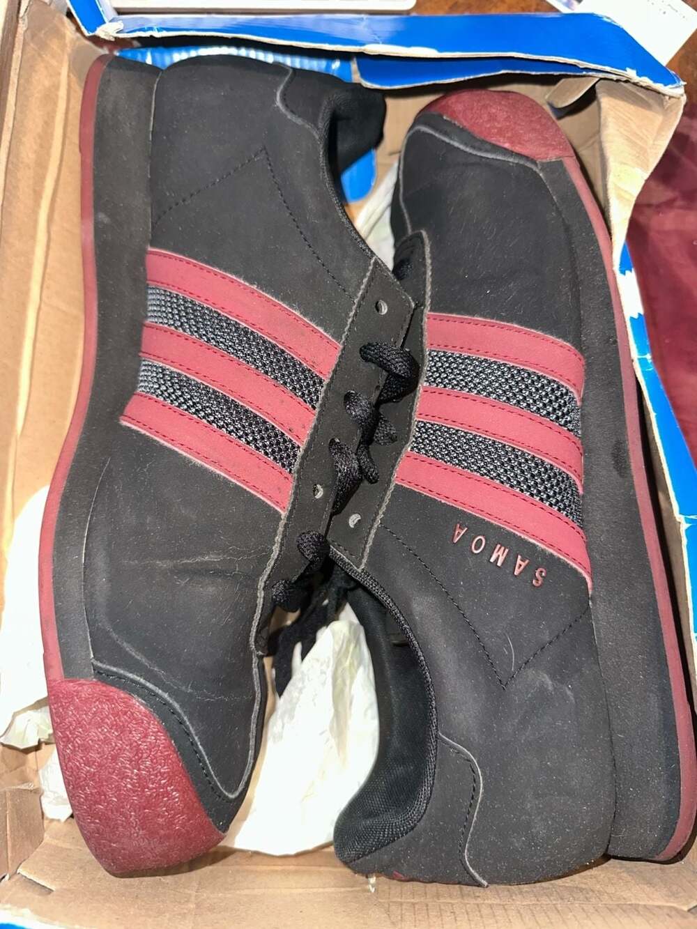 Adidas Samoa Black and Preloved Ruby Sneakers